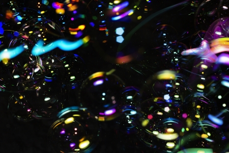 Multi-colored soap bubbles  の写真素材