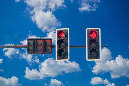 traffic light with on blue sky background