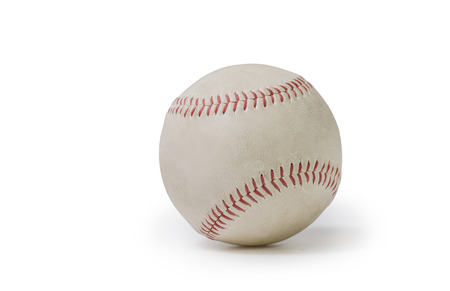 old white baseball isolated on white background, File contains a clipping path.の写真素材