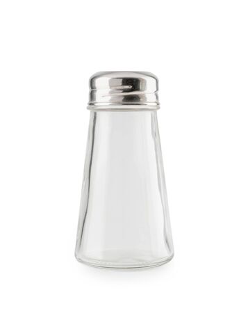 front view blank package salt glass bottle isolated on white background, File contains a clipping path.の写真素材