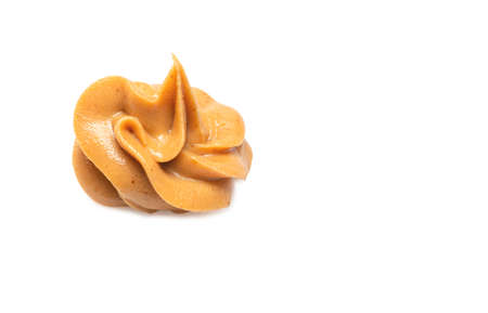 close up of peanut butter isolated on white backgroundの写真素材