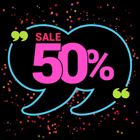 Quotation Bubble. Discount banner. Bright Web banner template. Sale and special offer. Up to 50 off.のイラスト素材
