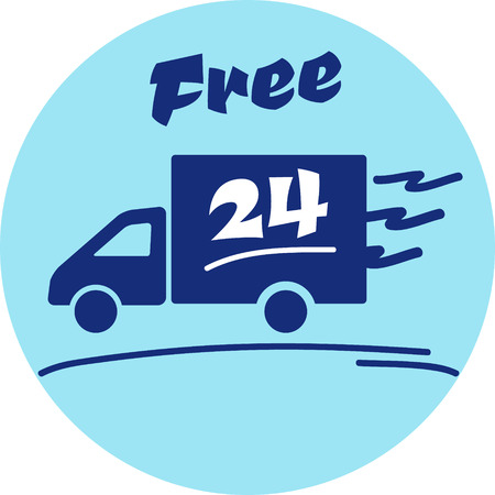Icon of Free delivery  24 hour. The business. circle button blue  isolated on white background.のイラスト素材