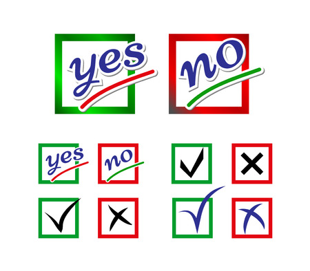 Icons for survey template. Elections icons. Choice Yes and No check marks.のイラスト素材
