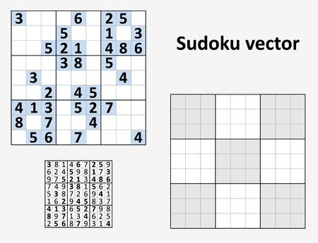 Symmetrical Sudoku with answers. set Blank template.のイラスト素材