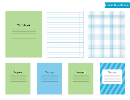 template for leaves notebook in a cage and a ruler.のイラスト素材