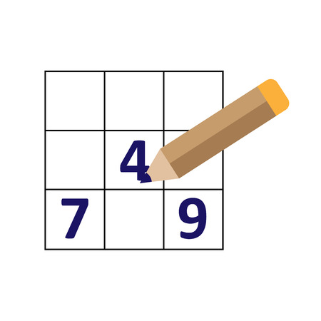 Symmetrical Sudoku icon. vector illustration sudoku and pencil.のイラスト素材