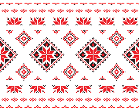 seamless pattern in Belarusian style Repeating cross-stitch embroidered folk. vector seamless pattern for fabric.のイラスト素材