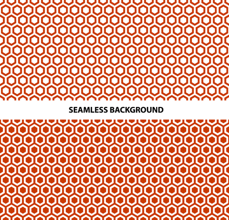 Vector pattern seamless. Illustration red geometric honeycomb pattern on red bakground and inversion.のイラスト素材