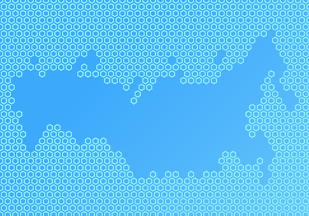 Abstract Russia map composed of hexagons on a blue background.のイラスト素材