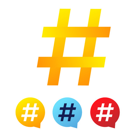 Set color hashtag viral web network media tag. blogging blog website strategy concept - vector illustration.のイラスト素材
