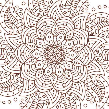 Vector flower Mandala. decorative elements. Coloring book page. Oriental pattern, Islam Arabic Indian, Floral mandala Isolated on White.のイラスト素材