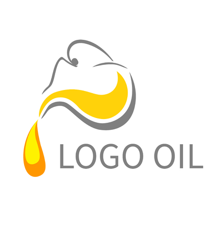 The icon for the company engaged olives oil. Symbol bottle with olives or sunflower oil on white background.のイラスト素材