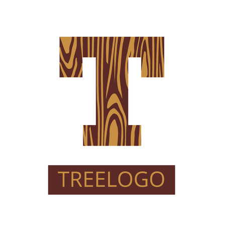 Logo letter T, wood furniture. Vector illustration, Concept of saw cut tree trunk, isolated on white background for forestry and sawmill.  design trendy modernのイラスト素材