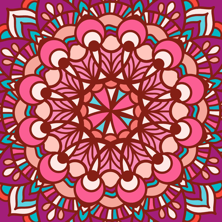Red pastel circular retro ornament in the square. Vector illustration for the background of your posters, invitations and other projectsのイラスト素材