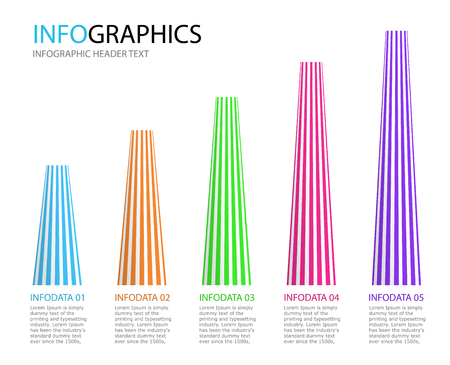 Colored bright stripes conus infographic data. Abstract infograph options template. Vector illustration for presentation, flyer or design banner. Business data visualization.のイラスト素材