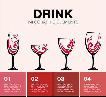 Drink design elements. Process chart. 4 steps, options, parts or processes. Vector business template for presentation. Creative concept for infographic.のイラスト素材