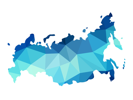 Abstract Russia map consists of polygon of different shades of blue.のイラスト素材