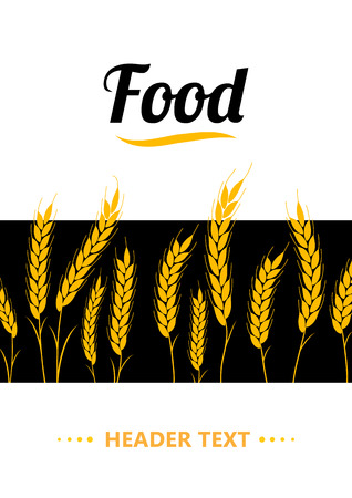 Design cover Gold Wheat Ears. Organic wheat, bread agriculture.のイラスト素材