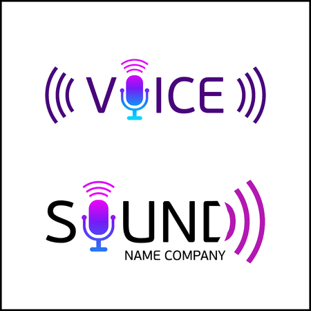 Music logotype with text Sound and Voice.のイラスト素材