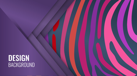 Bright purple horizontal abstract banner. Color lines on black backdrop.のイラスト素材