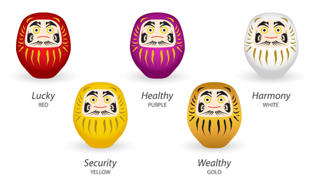 Japanese Daruma doll, simple icon. Symbolizes Lucky, Healthy, Harmony, Security Wealthy vector illustrationのイラスト素材