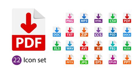 Collection of vector icons. File format extensions icons.のイラスト素材