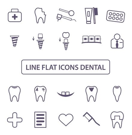 Dental Icons Set. Collection Thin black lines symbol. Linear style of icons. Vector illustration.のイラスト素材