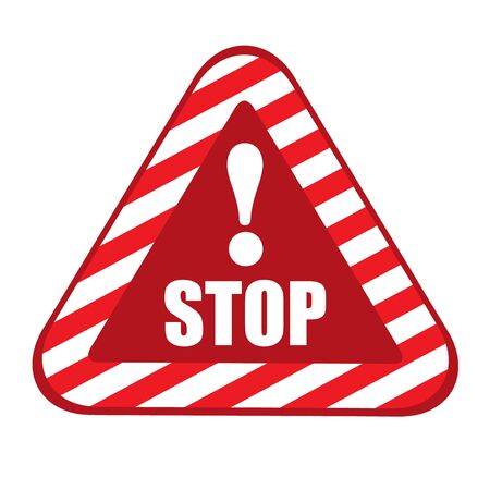 triangular road sign Stop bright red symbol.のイラスト素材