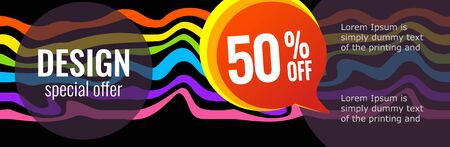 Horizontal color banners with rainbow waves on black background.のイラスト素材