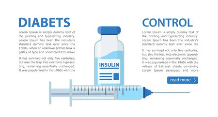 Control your Diabetes flyer concept. Insulin Bottle and Syringeのイラスト素材
