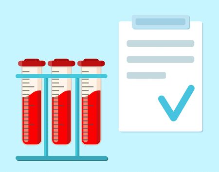 Medical blood test. a medical tube with a good analysis result..のイラスト素材