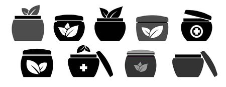 Vector icons of jars with natural cream.のイラスト素材