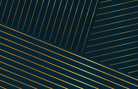 Abstract horizontal striped golden background. Ultra thin gold lines on black backdrop.のイラスト素材
