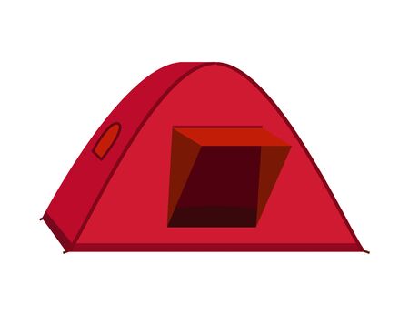Bright red tourist tent icon. Isolated on white background.のイラスト素材