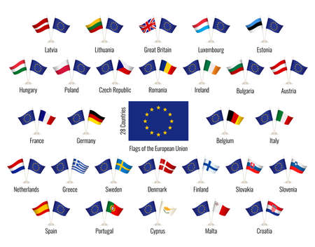 Set of vector flags of the European Union. Big Collection symbols flags.のイラスト素材