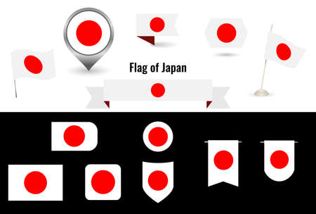 The Flag of Japan. Big set of icons and symbols.のイラスト素材