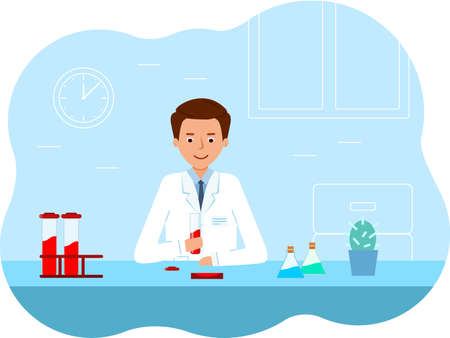 A laboratory assistant is conducting a blood test study.のイラスト素材