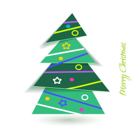 Simple vector christmas tree, Design elements for holiday cards.のイラスト素材