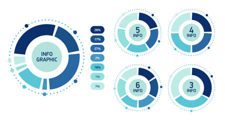 Set Blue Abstract infographics circle. Template cycle diagram, graph, presentation chart.