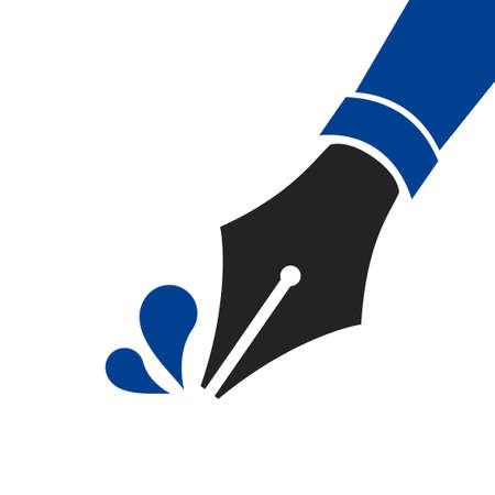 Blue Fountain pen nib. Icon symbol pen nib isolatedのイラスト素材