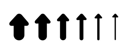 Set Arrows and directions signs up. different thicknesses from thin to thick.