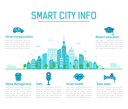 Smart city info. Modern city. Vector infographicsのイラスト素材
