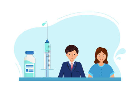 campaign vaccination. Young people vaccination, schoolboy, Students.のイラスト素材