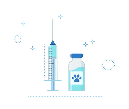 Pet Vaccination concept. Idea vaccine injection for protection from disease animal.のイラスト素材