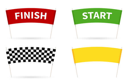 Flag Start. Flag finish for the competition. streamers of Start and Finish in flat style.のイラスト素材