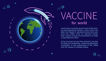 Poster vaccine for world. Vaccination distribution worldwide virus.のイラスト素材