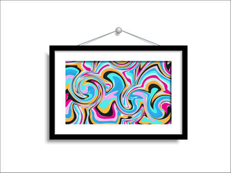 Abstract paintings hang on the wall. Abstract art in a gallery on a white background.