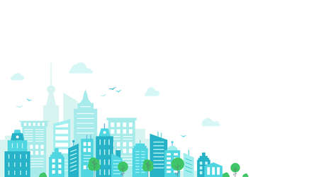 Blue city on a white background. Can use it as a background forr banner.のイラスト素材