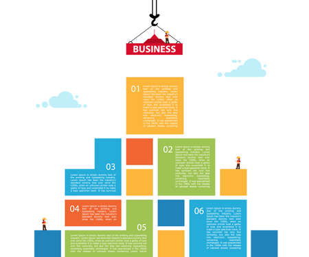 Infographic building business. concept of building success. Craneのイラスト素材